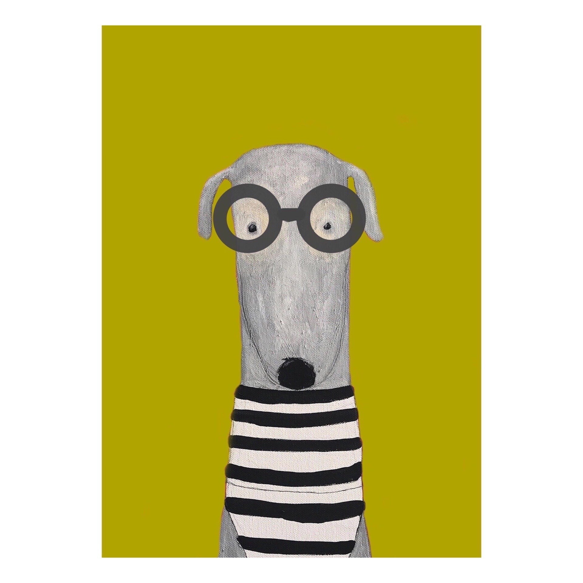 A3 poster print of fun loving Trumpet the dog.
