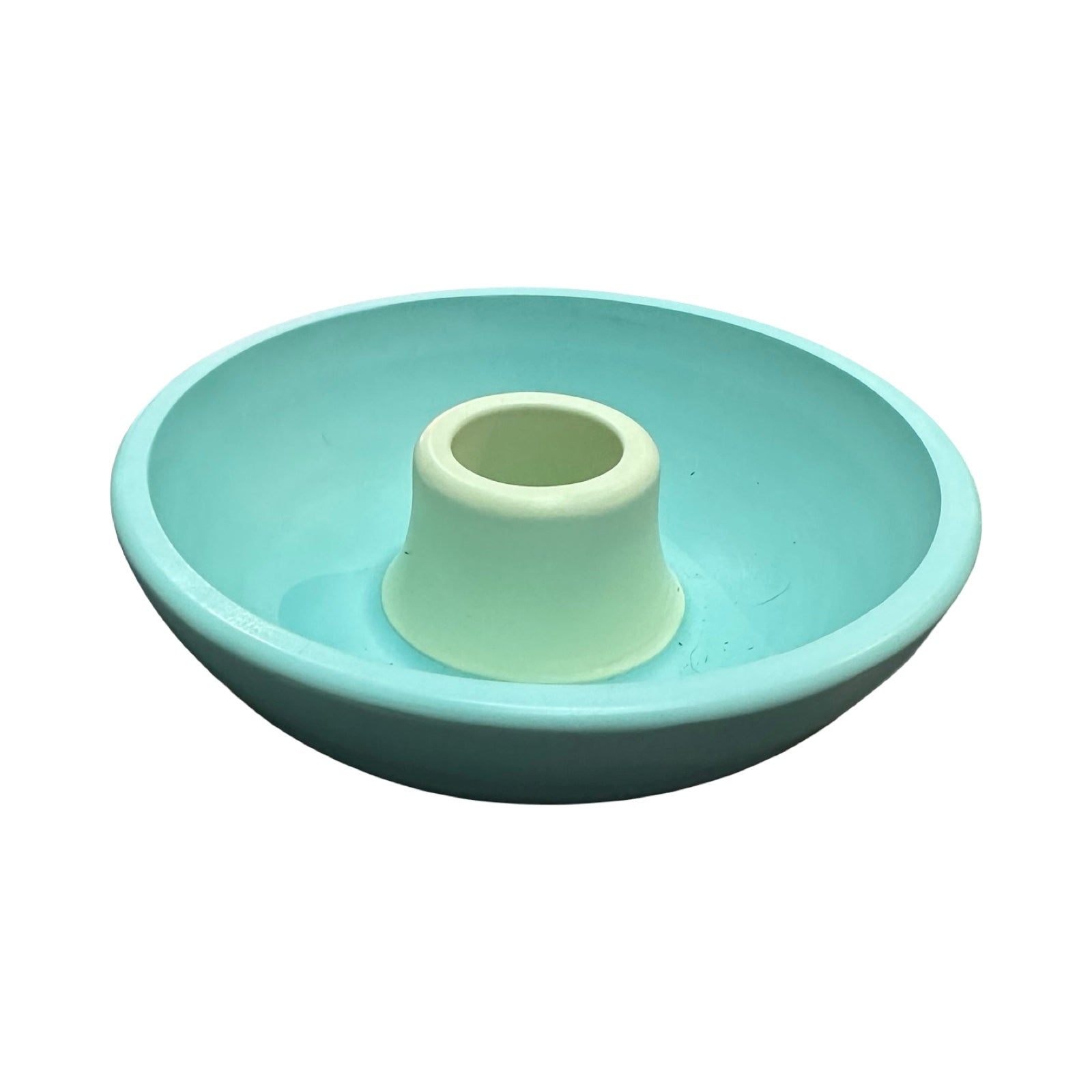 Turquoise and mint green candle holder.