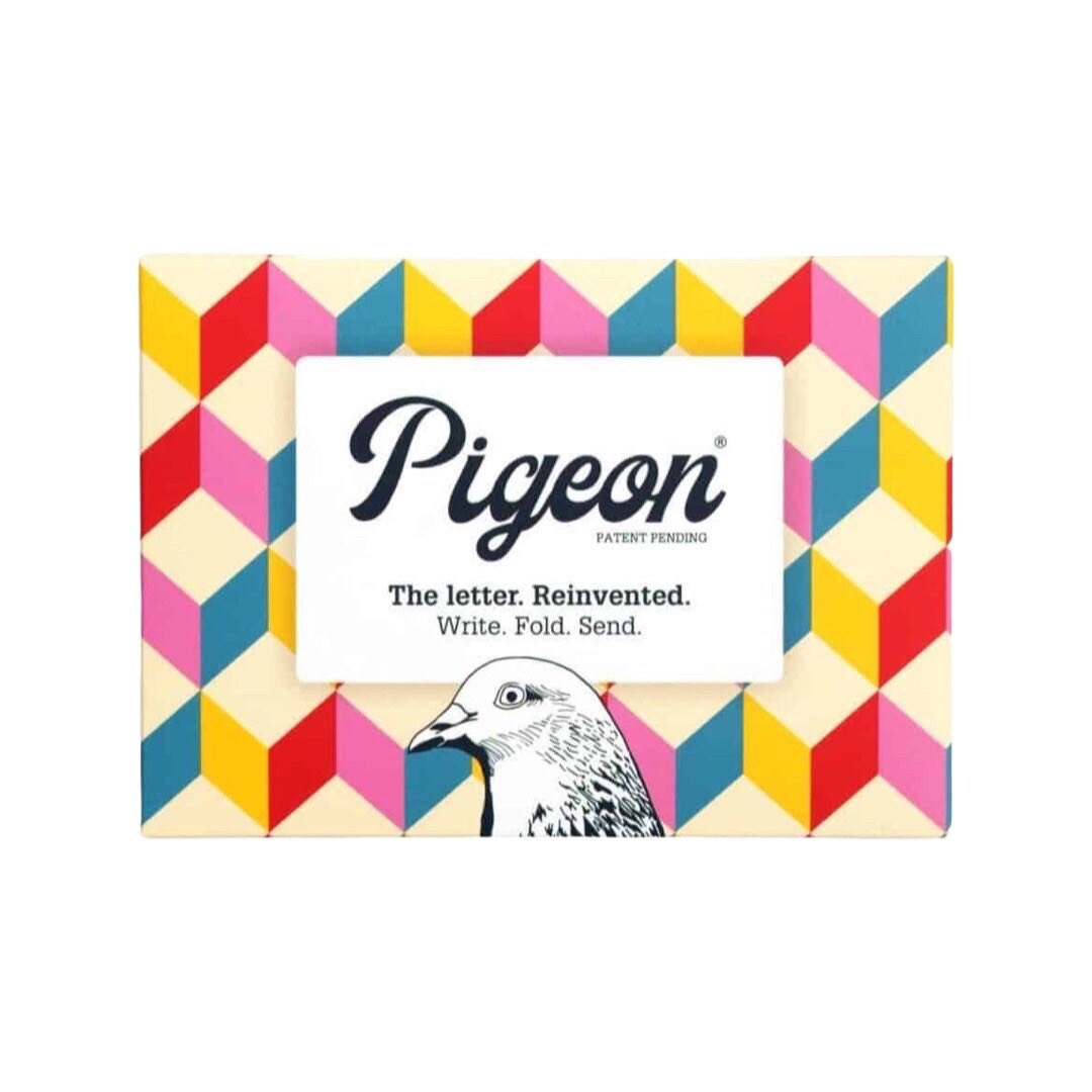 The urban pigeon pack contains 6 sheets of illustrated paper, each sheet features a different bold geometric design. 
