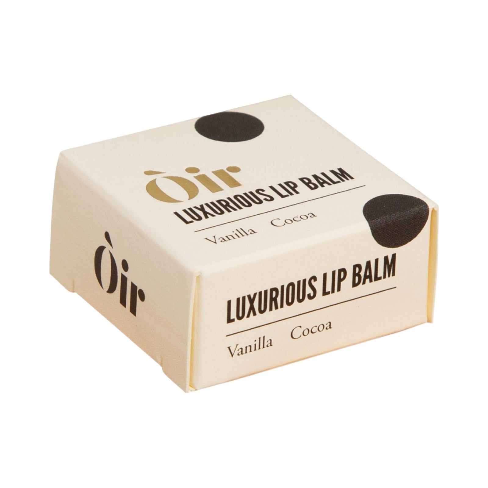 This luxurious lip balm has a scent of vanilla and cocoa.