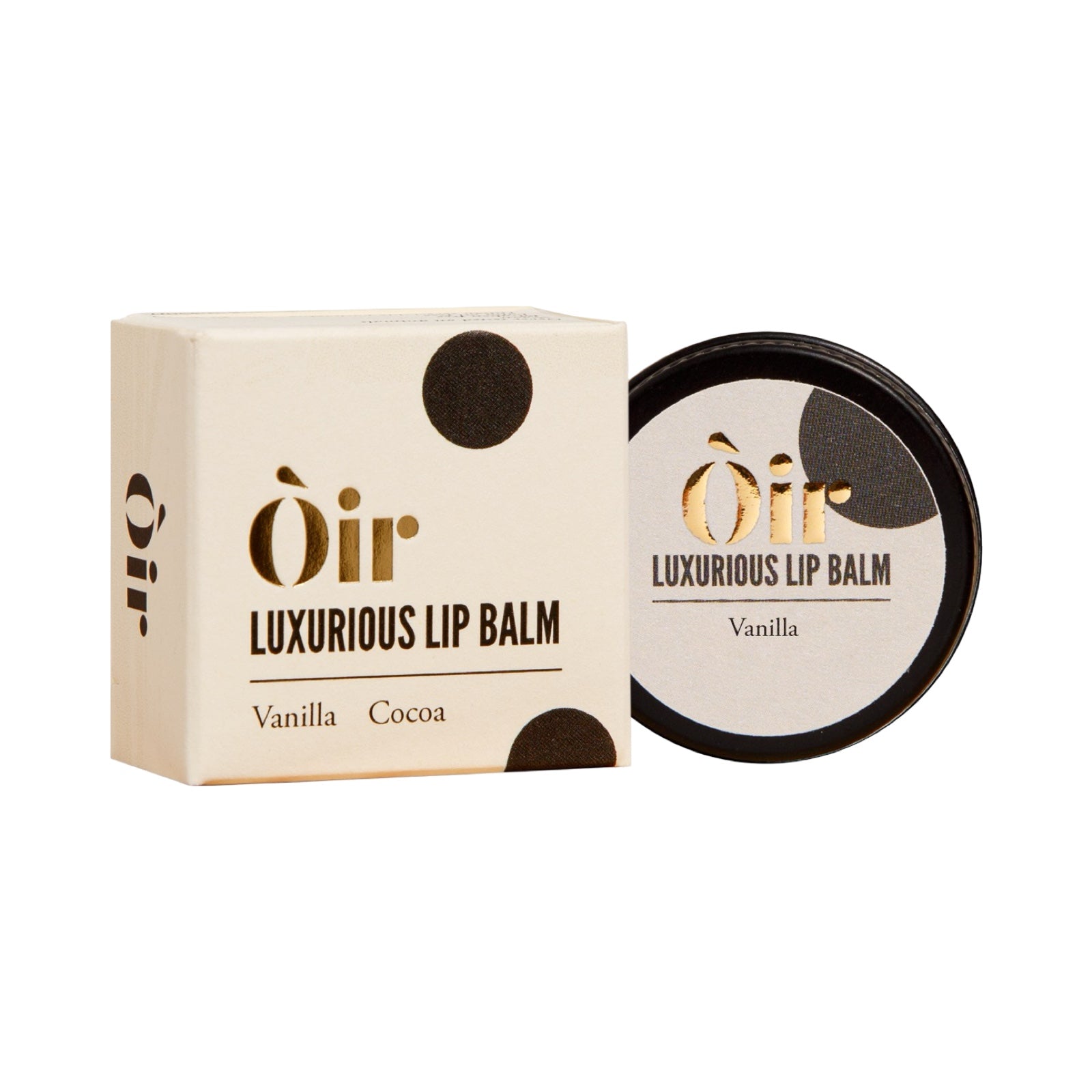 This luxurious lip balm has a scent of vanilla and cocoa.