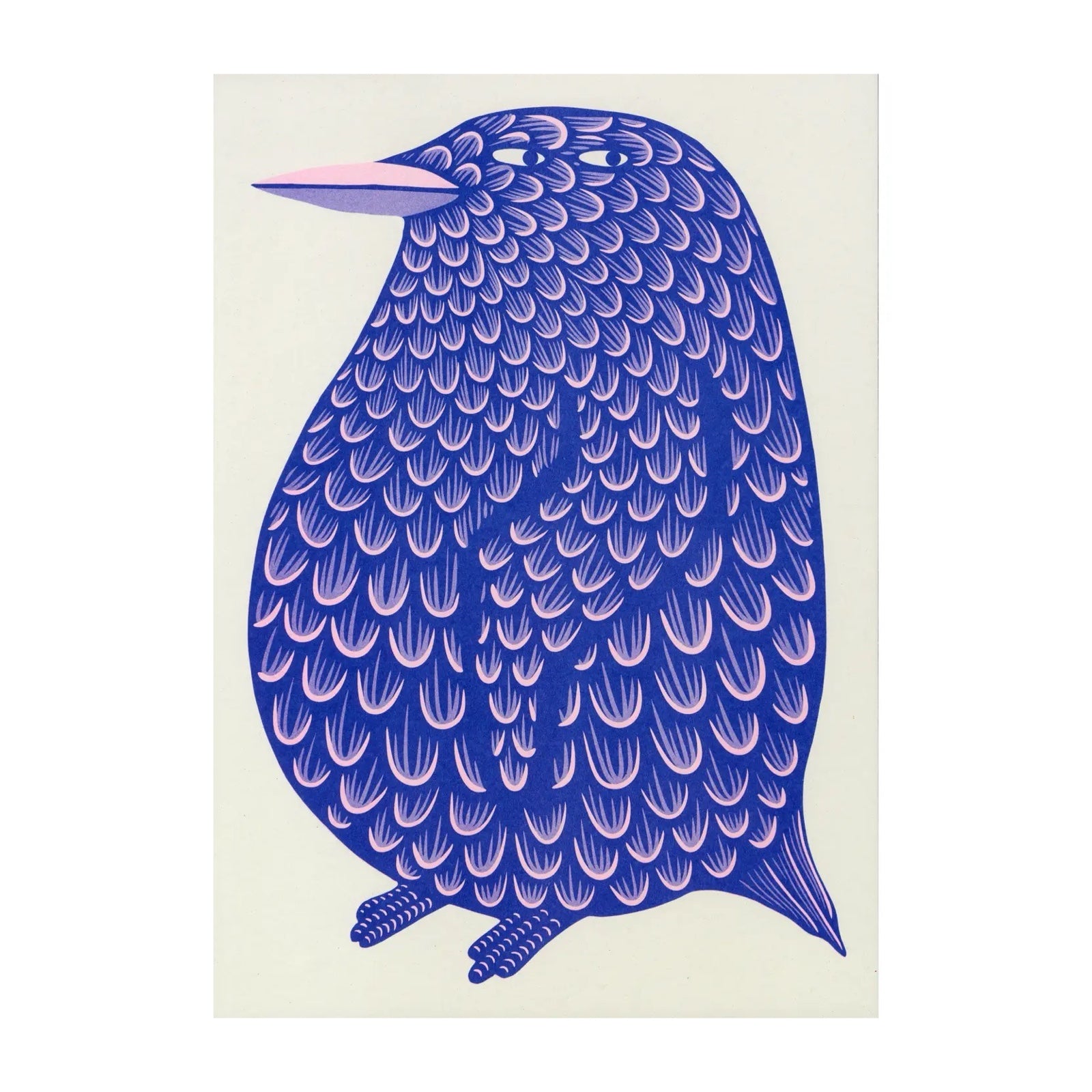 Blue bird illustration on a beige background.