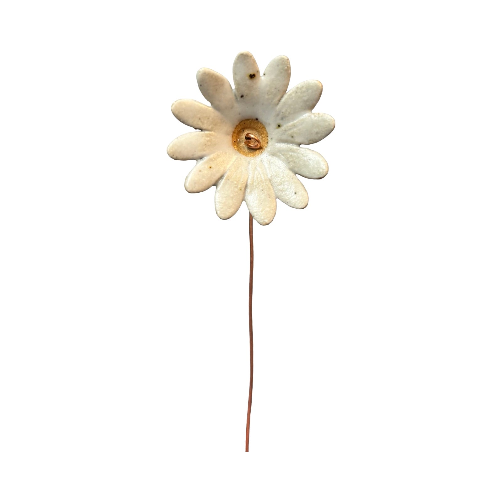 Ceramic flower bud stems handmade from British clay and painted in a pastel glaze and finished with a copper wire stem.