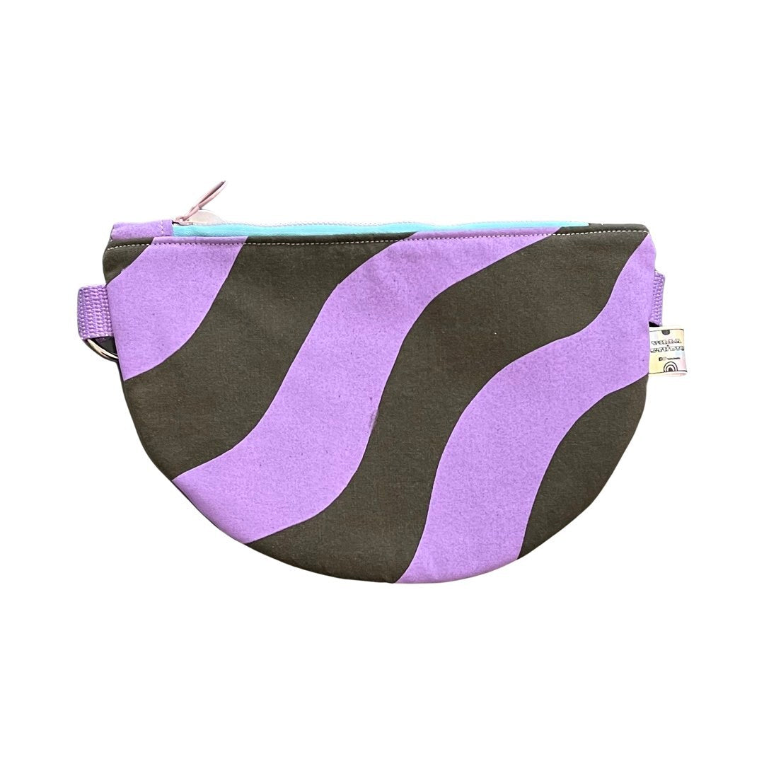 Purple and grey wiggle cross-body bag.