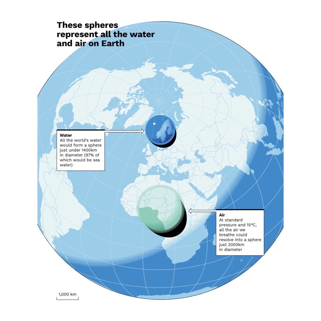 Page from Wild Maps book showing water and air on earth.