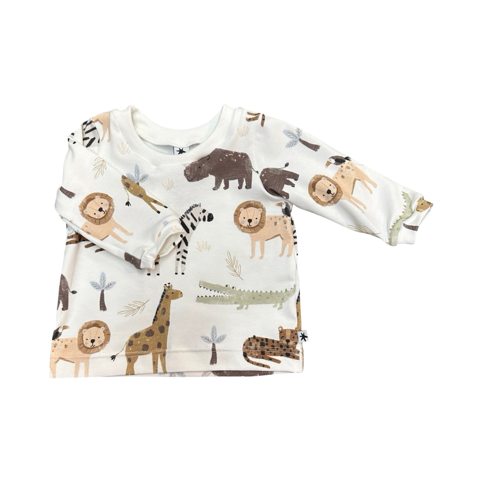 Long-sleeve shirt with animal pattern on a white background