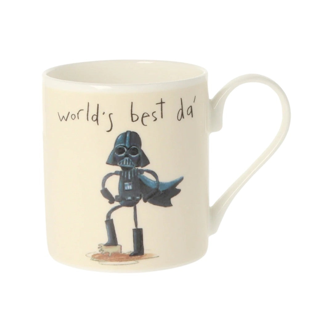 World's Best Da' china mug featuring an illustration of Darth Vadar, inspired by Star Wars.