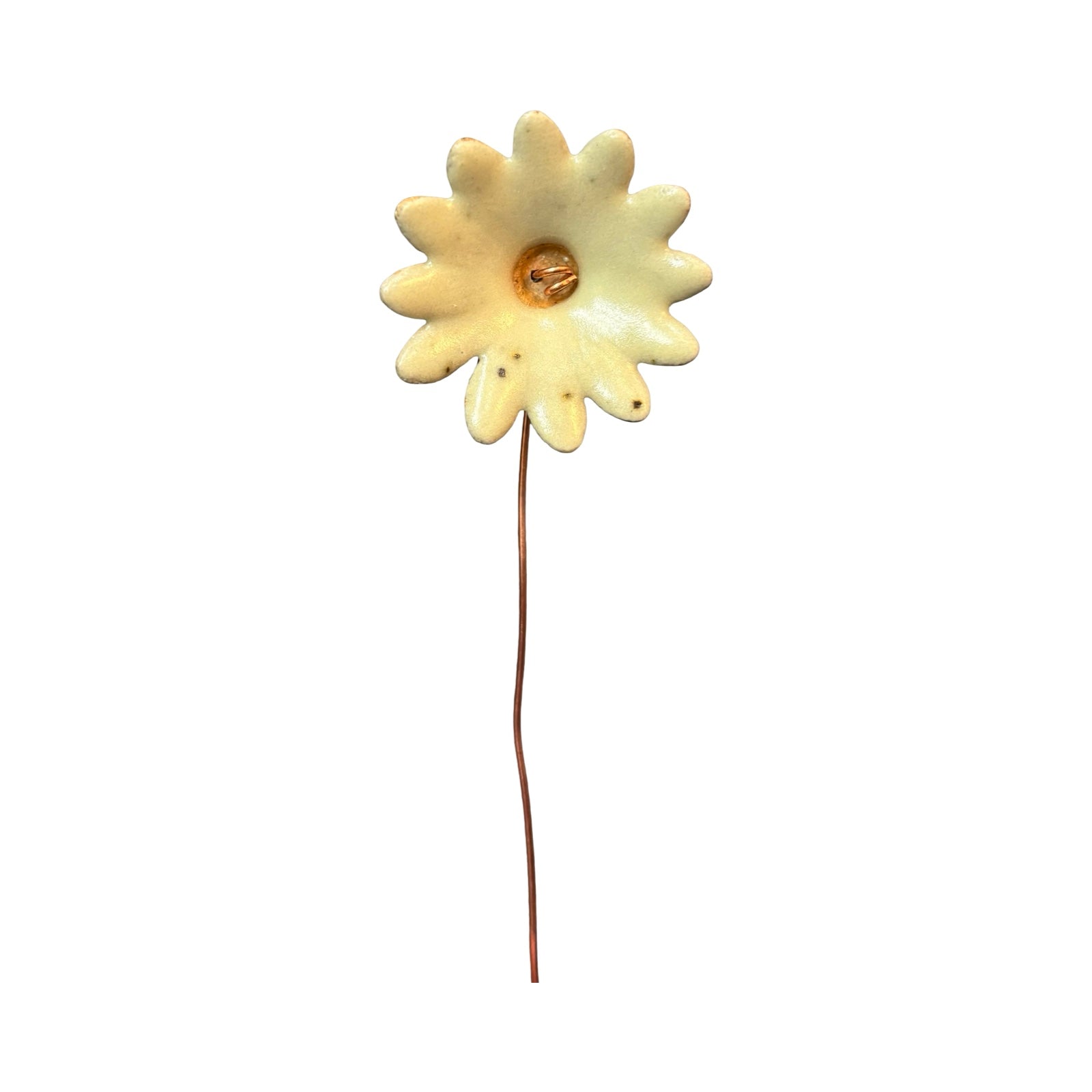 Ceramic flower bud stems handmade from British clay and painted in a pastel glaze and finished with a copper wire stem.